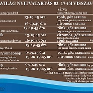 Szaunavilág nyitvatartás