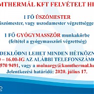 Állásajánlat:gyógymasszőr, úszómester