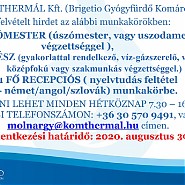 Állásajánlat:gyógymasszőr, úszómester